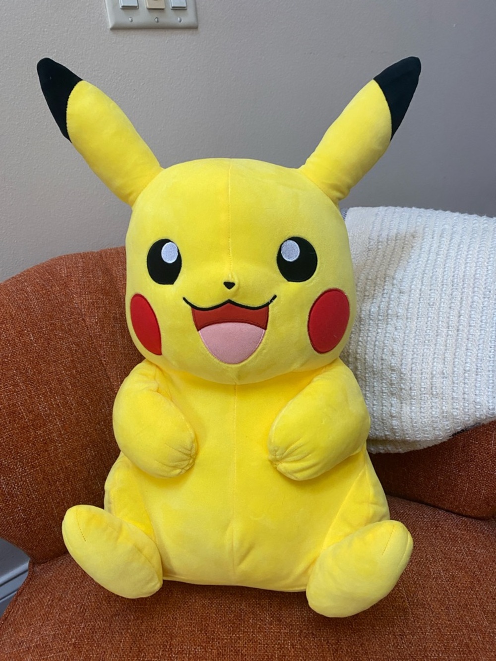 Pokemon Pikachu Plush - Yellow with Red Cheeks and Black Ear Tips